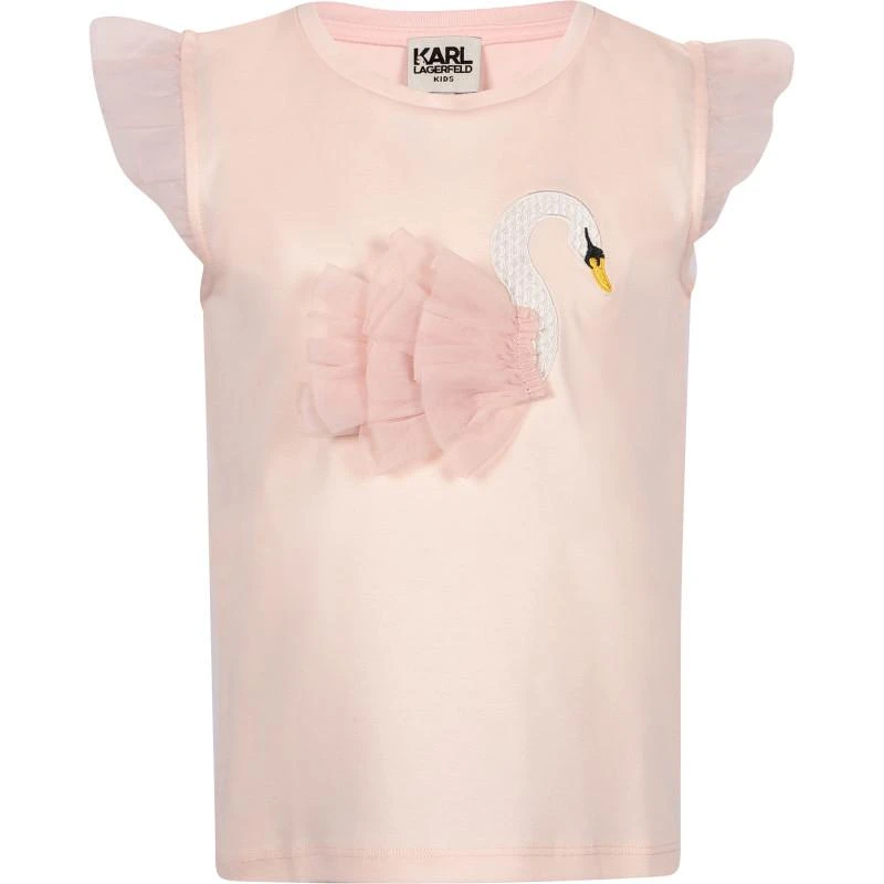 Charabia Mesh swan and ruffles detailing top in pink 1