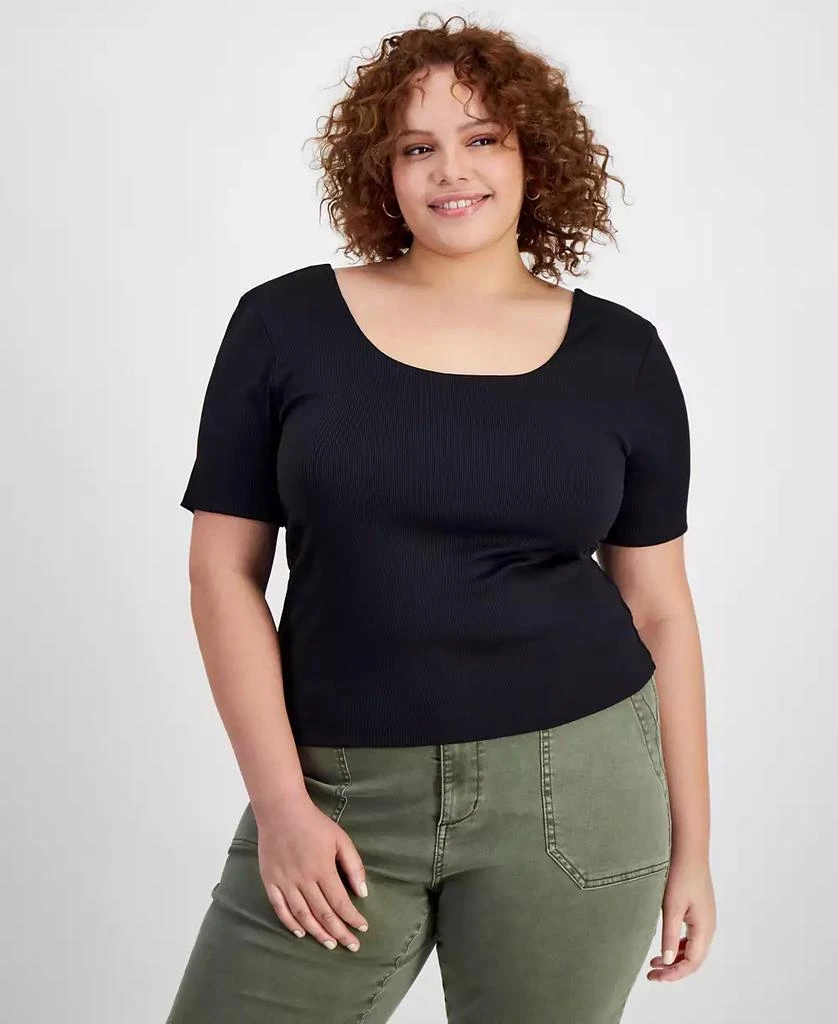 And Now This Trendy Plus Size Second Skin Scoop-Neck Top 1