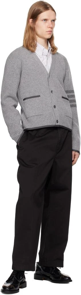 Thom Browne Gray Milano Stitch V Neck Cardigan 4