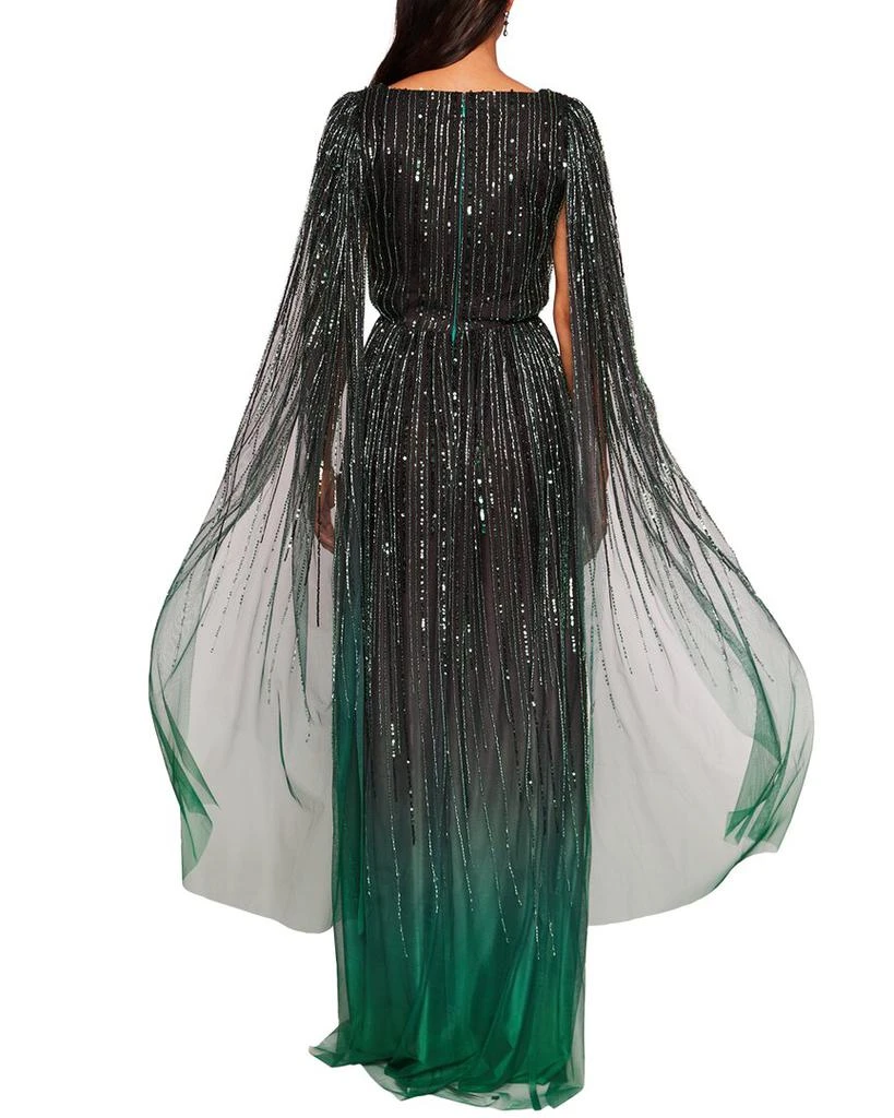MARCHESA V-Neck Caped Gown 2