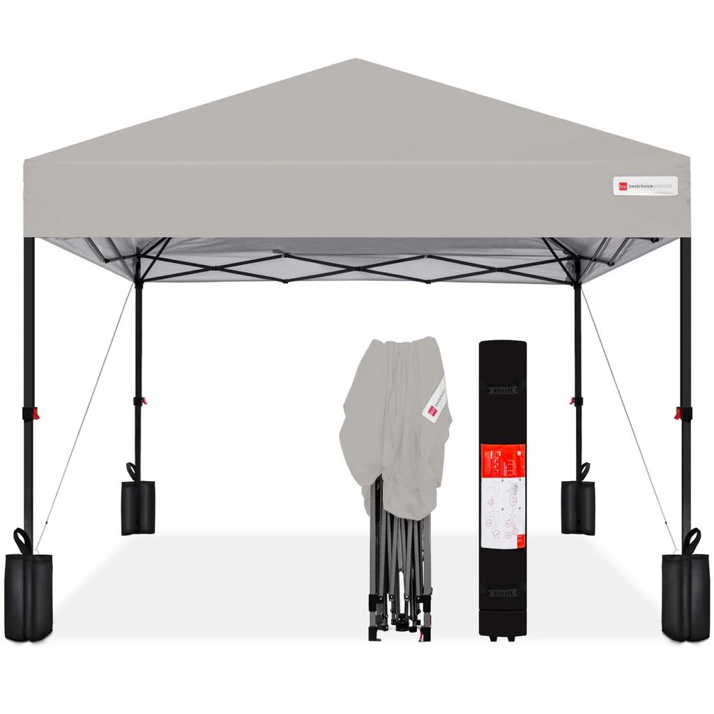 Best Choice Products 12x12ft Easy Setup Pop Up Canopy w/ 1-Button Setup, Wheeled Case, 4 Weight Bags 25