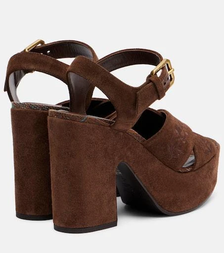 ETRO Floral embroidered suede platform sandals 2