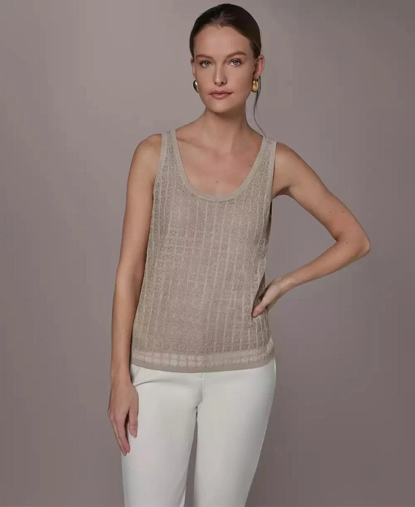 Donna Karan Women
s Grid Pattern Sleeveless Sweater