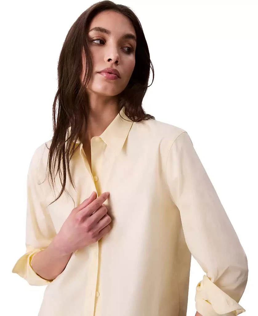 Calvin Klein Women's Cotton Poplin Stretch Relaxed Button-Down Shirt 4