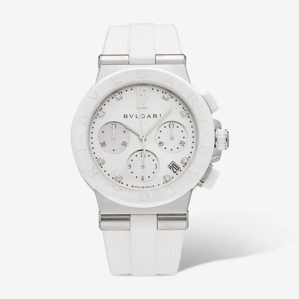 BVLGARI Bulgari Diagono Chronograph Mother of Pearl Diamond Automatic Watch 101993