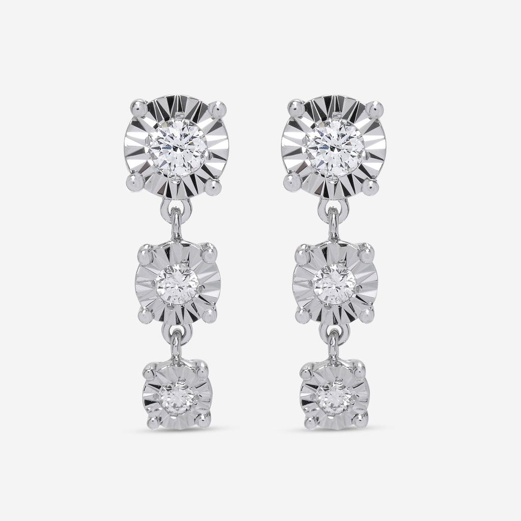 Bliss Bliss By Damiani Sole 18K White Gold, Graduating Diamond Dangle Earrings 20086463