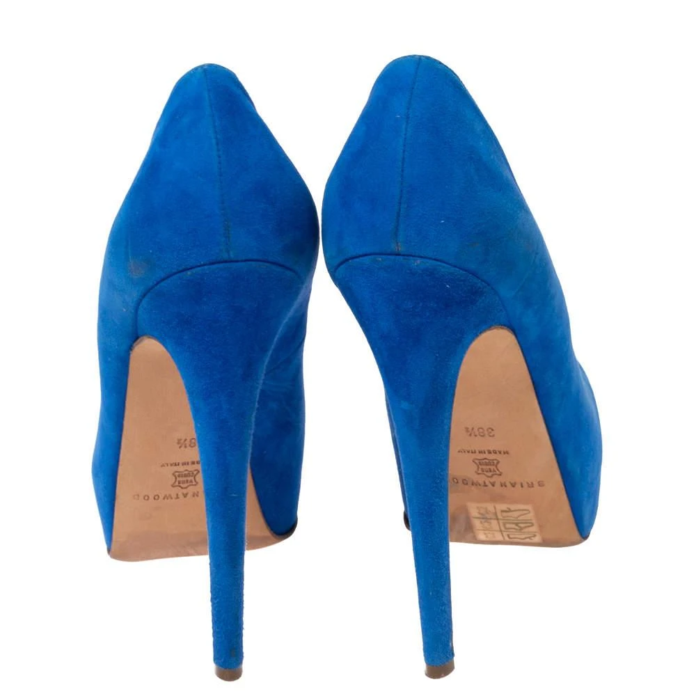 Brian Atwood Brian Atwood Royal Blue Suede Maniac Platform Pumps Size 38.5 5
