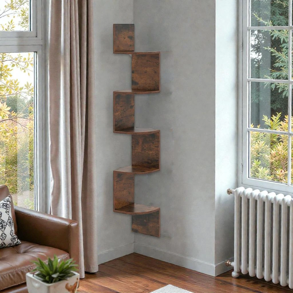 Hivvago Space-Saving 5-Tier Floating Corner Storage Rack for Home Décor