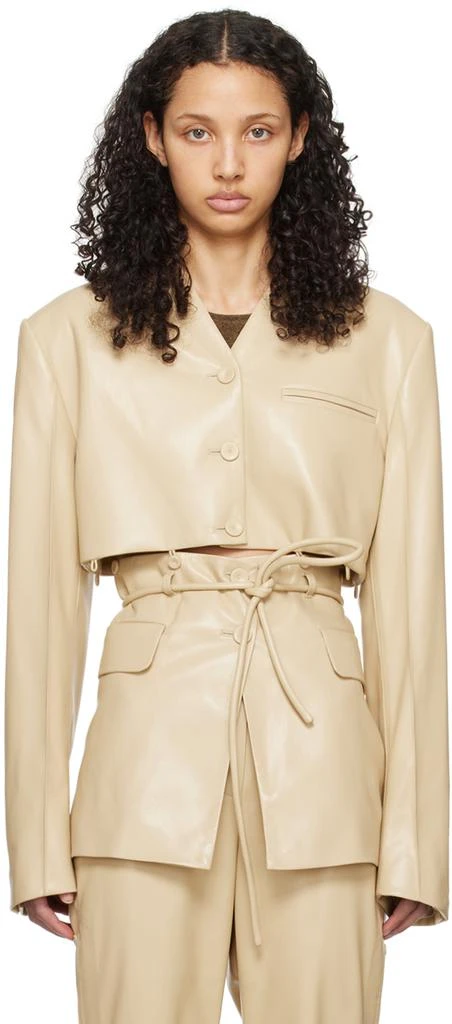 Nanushka Beige Maida Vegan Leather Blazer 1