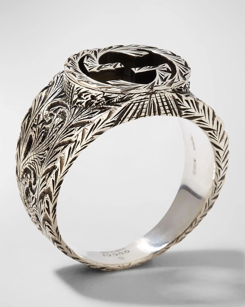 Gucci Men's Interlocking GG Sterling Silver Paisley Ring, Size 11.5 5