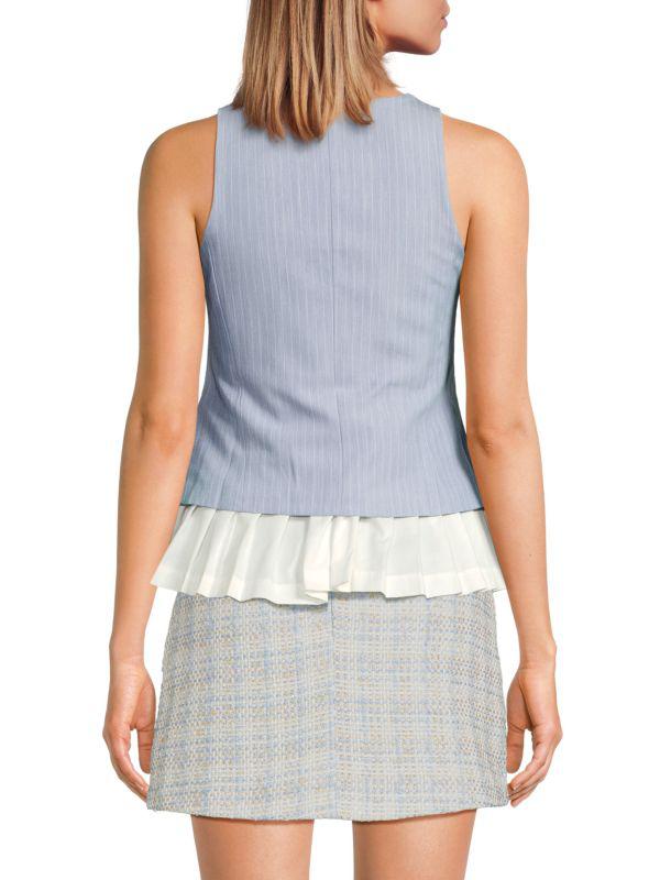 Lea & Viola ​Pleated-Hem Pinstripe Vest Top