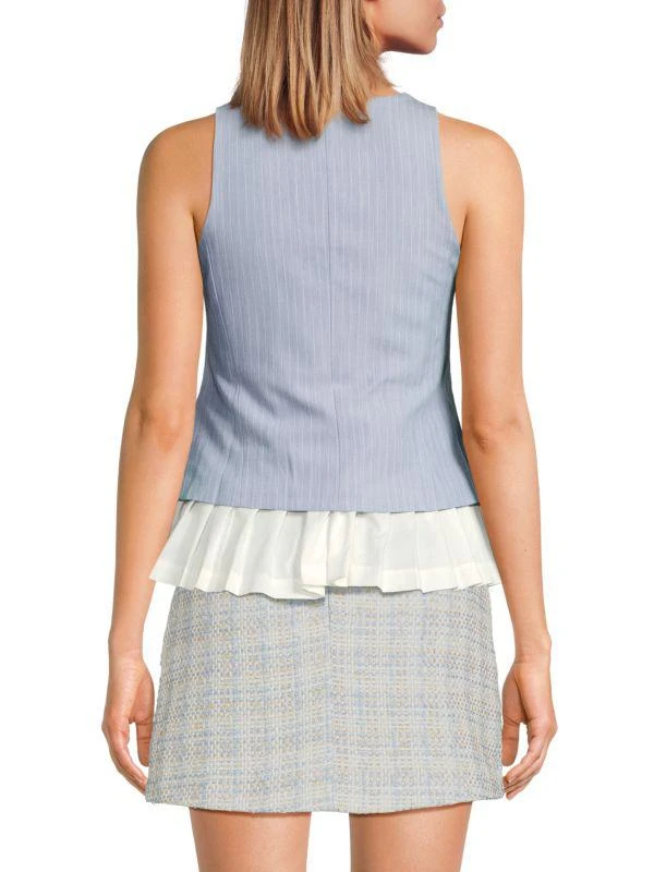 Lea & Viola ​Pleated-Hem Pinstripe Vest Top 2