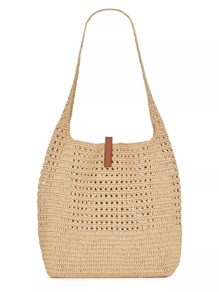 Yves Saint Laurent Le 5 à 7 in Raffia Crochet and Smooth Leather Hobo Bag 4