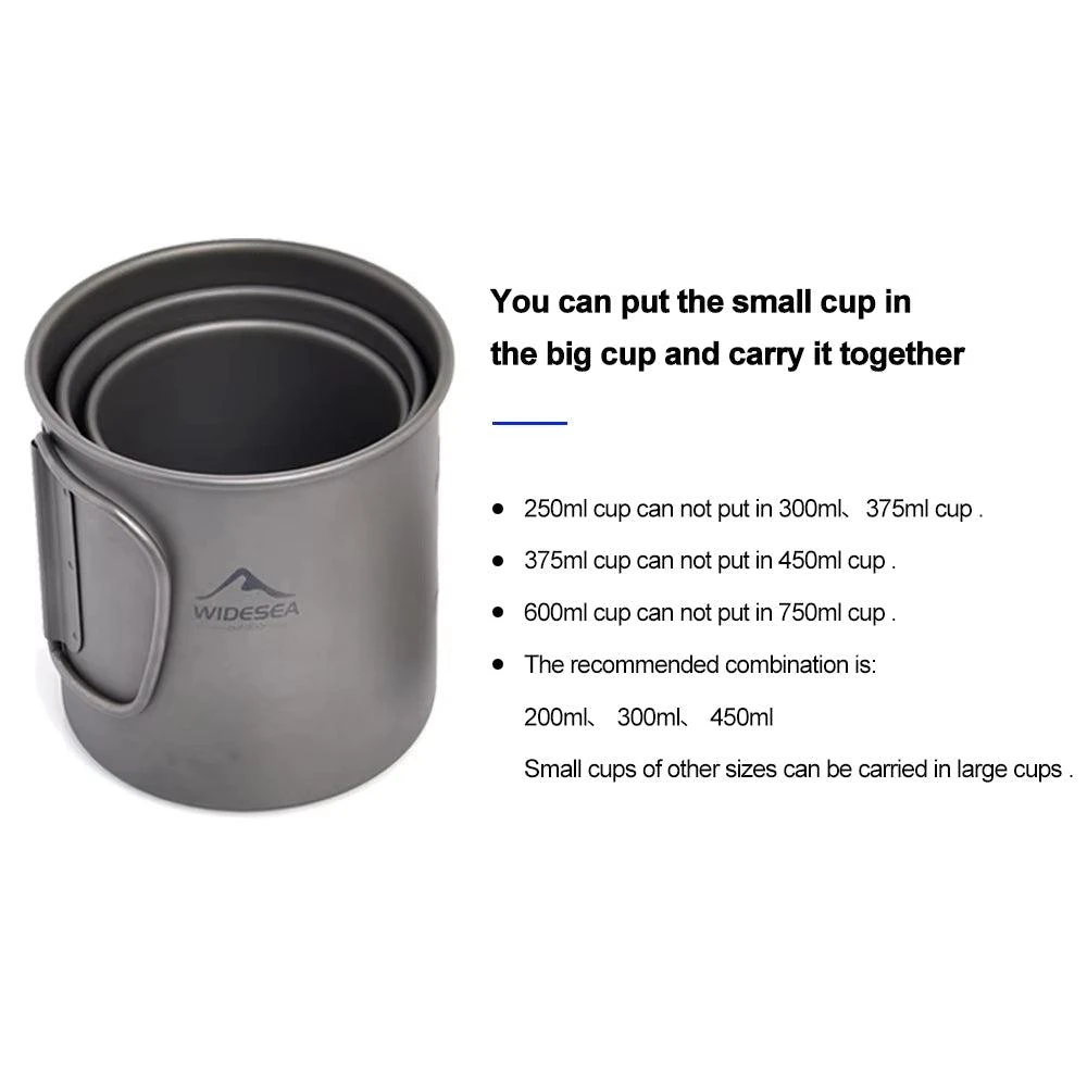 OUTRAKKS Camping Mug Titanium Cup Tourist Tableware Picnic Utensils Outdoor Kitchen Equipment Travel Cooking Set Cookware Hiking - 200Ml 5