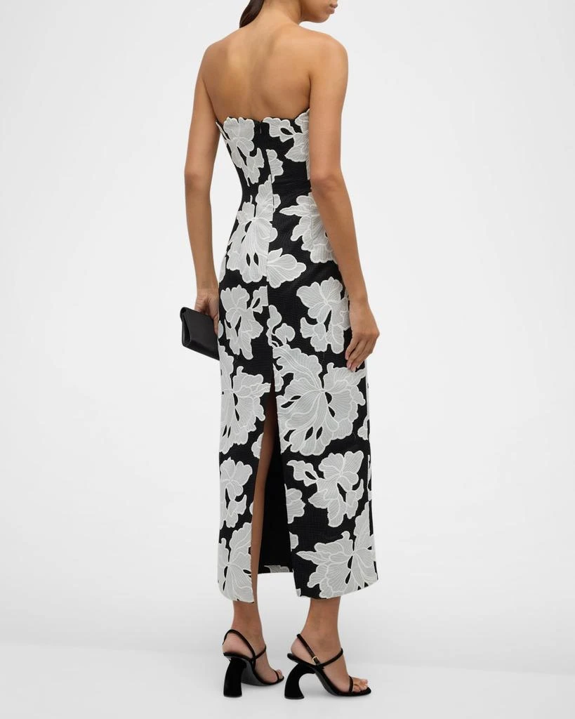LELA ROSE Natasha Strapless Floral-Embroidered Midi Dress 5