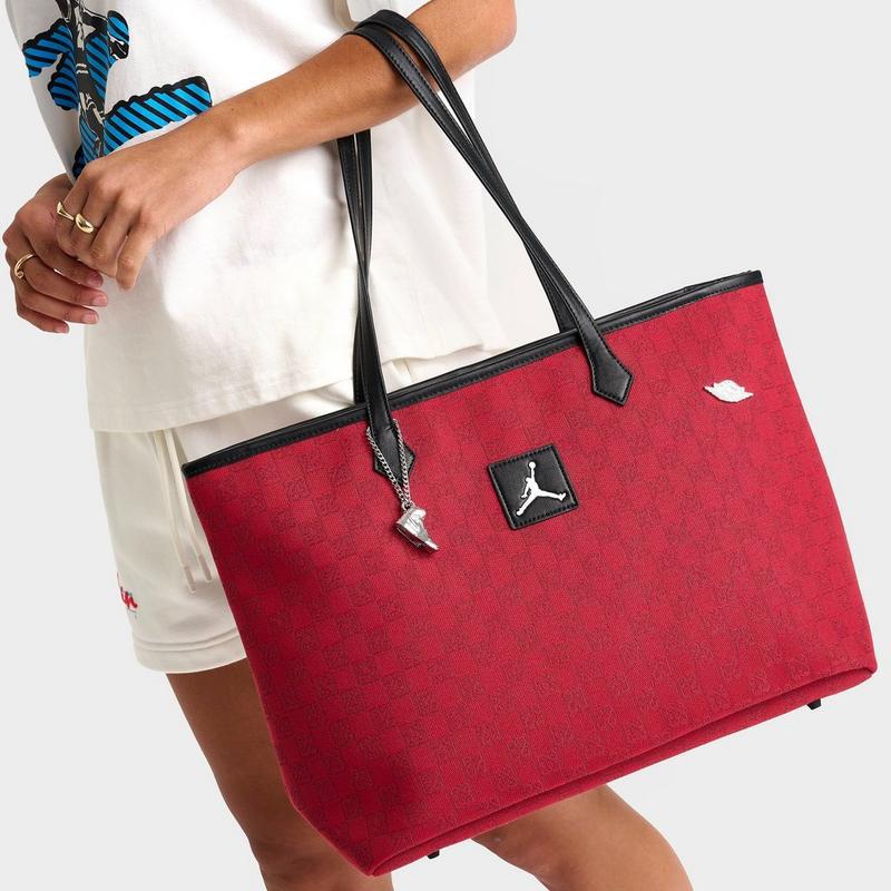 JORDAN MONOGRAM TOTE BAG ロゴ グレー ブラック Air Jordan Tote Bag Womens (32L) Monogram Grey Black Laptop
