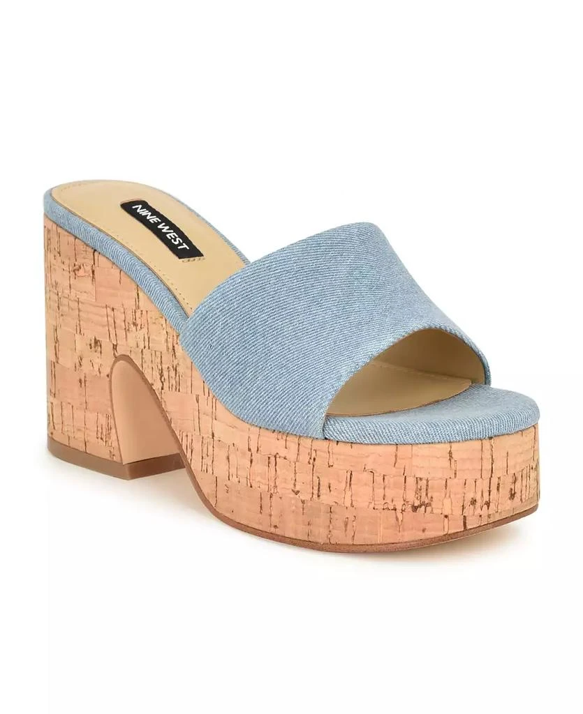 Nine West Women's Boone Slip-On Block Heel Platform Sandals 1
