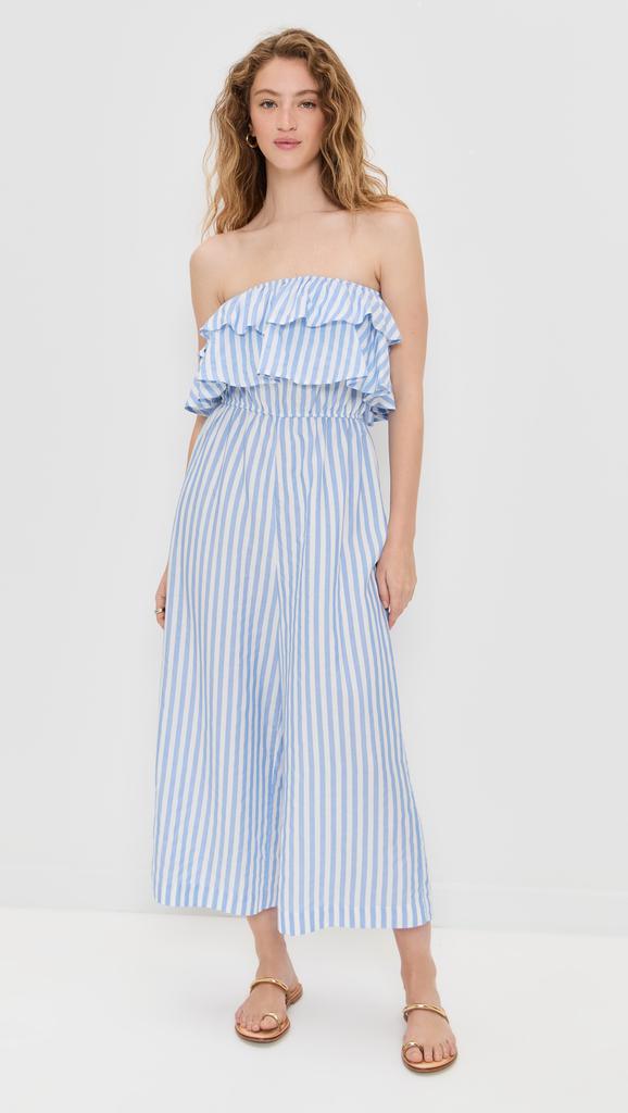 Pixie Market Stripe Ruffle Jumpsuit