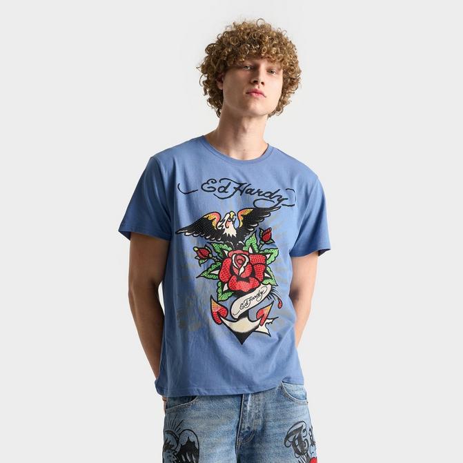 ED HARDY Men's Ed Hardy Rhinestone Eagle Anchor T-Shirt