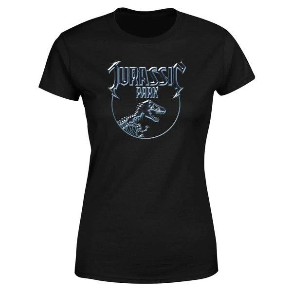Jurassic Park Jurassic Park Logo Metal Women's T-Shirt - Black 1