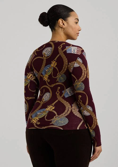 Ralph Lauren Ralph Lauren Plus Size Belting Print Cotton Long Sleeve T Shirt 2