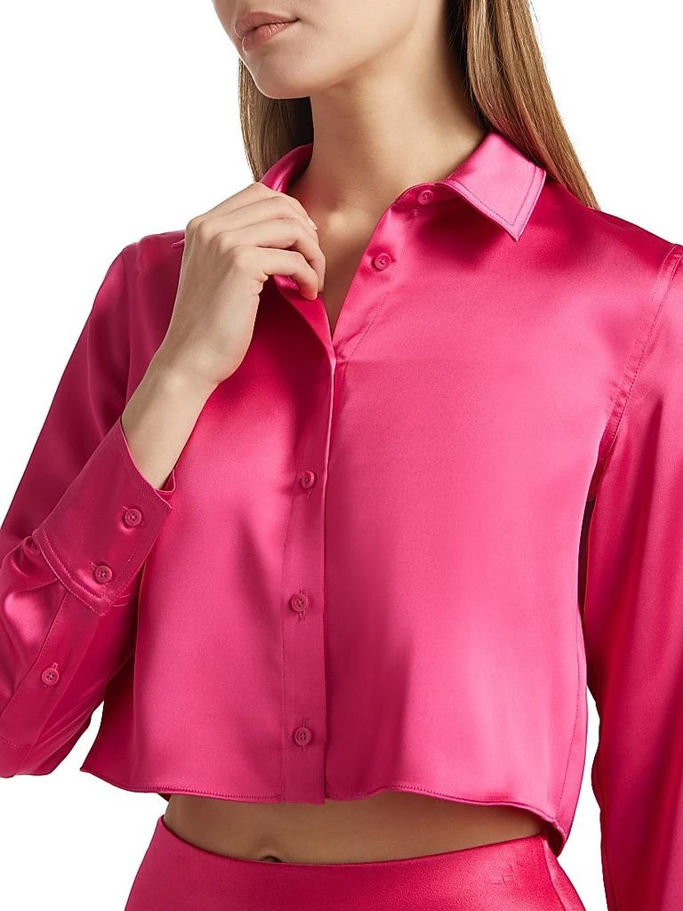 Alice + Olivia Leon Satin Crop Shirt 6