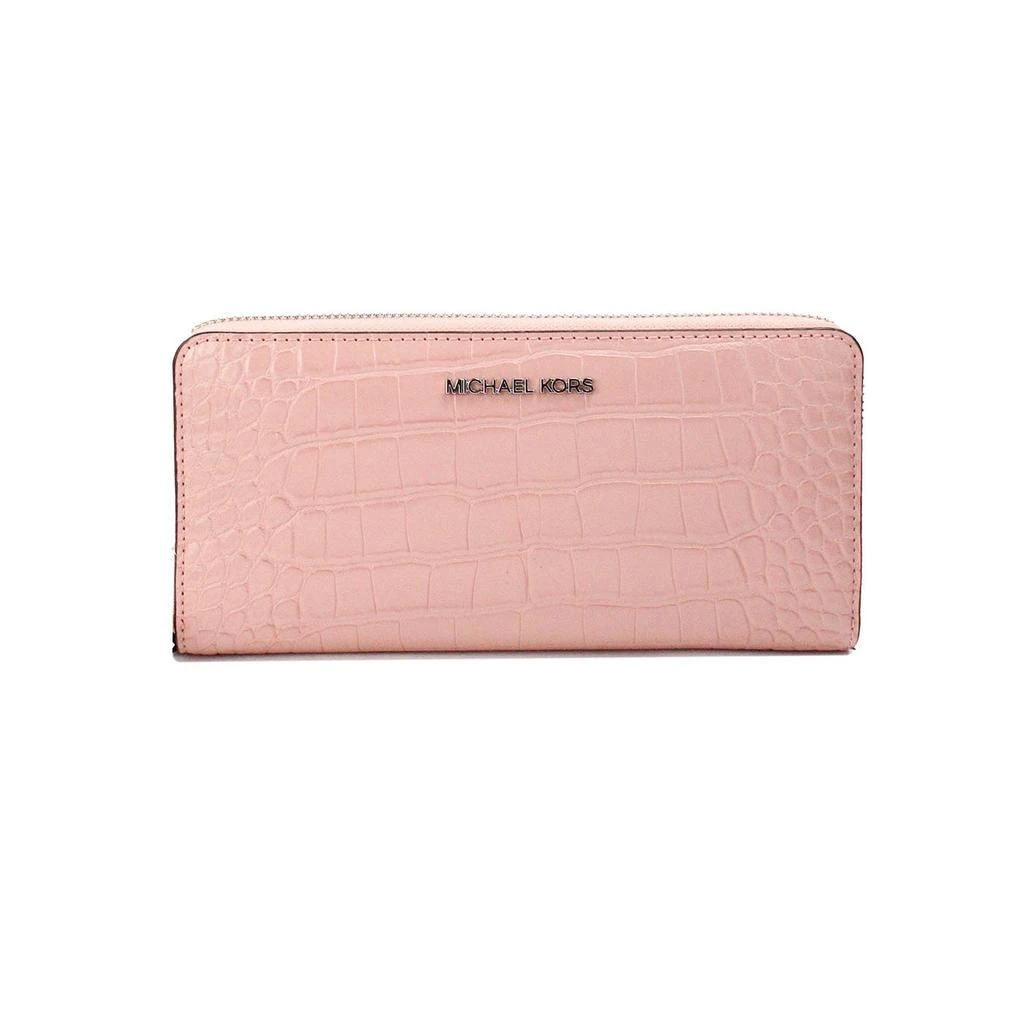 Michael Kors Jet Set Large pink Animal Print Leather Continental Wrist Women's Wallet 1