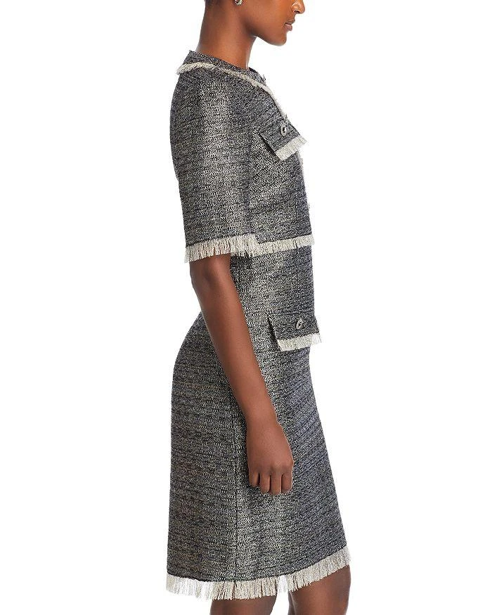 Teri Jon Metallic Tweed Fringe Trim Dress 5