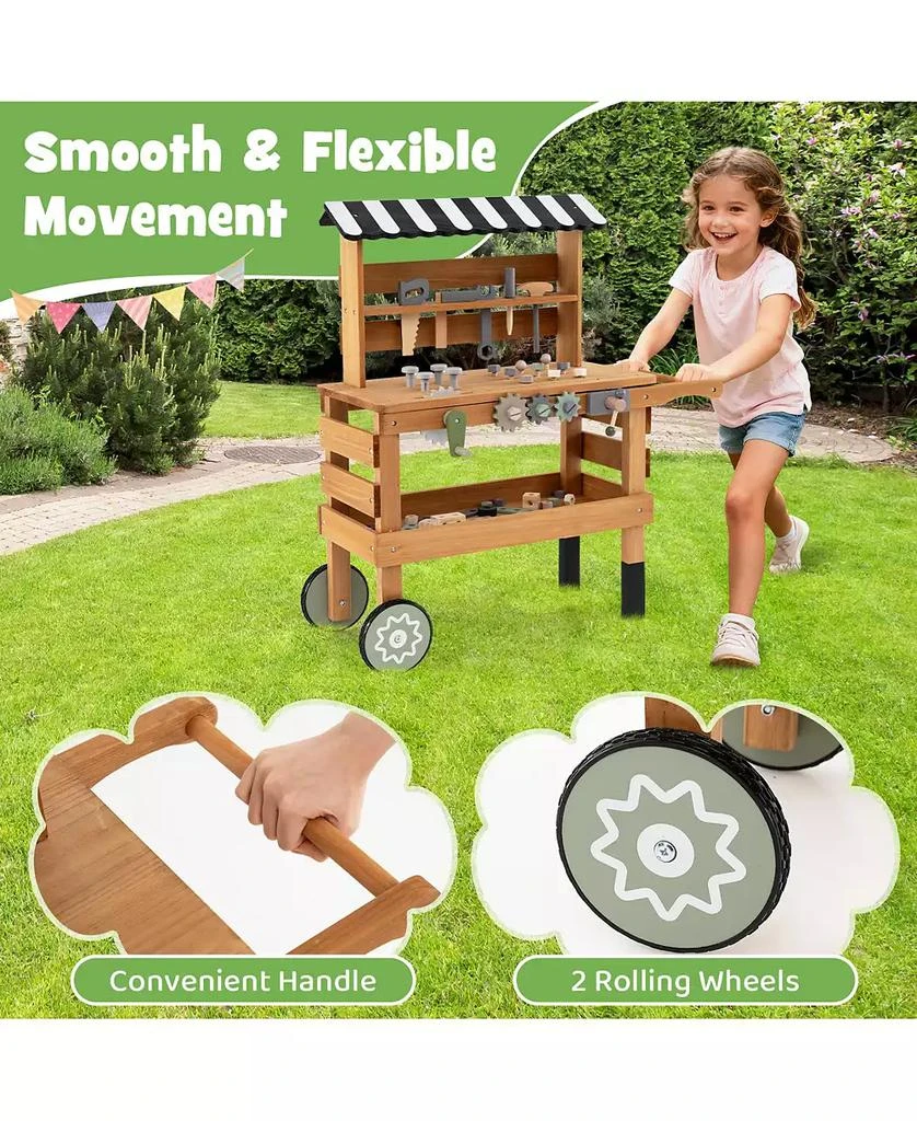 Mecale 2-in-1 Kids Rolling Cart with Play Tools Set for Construction 
Role Play 6
