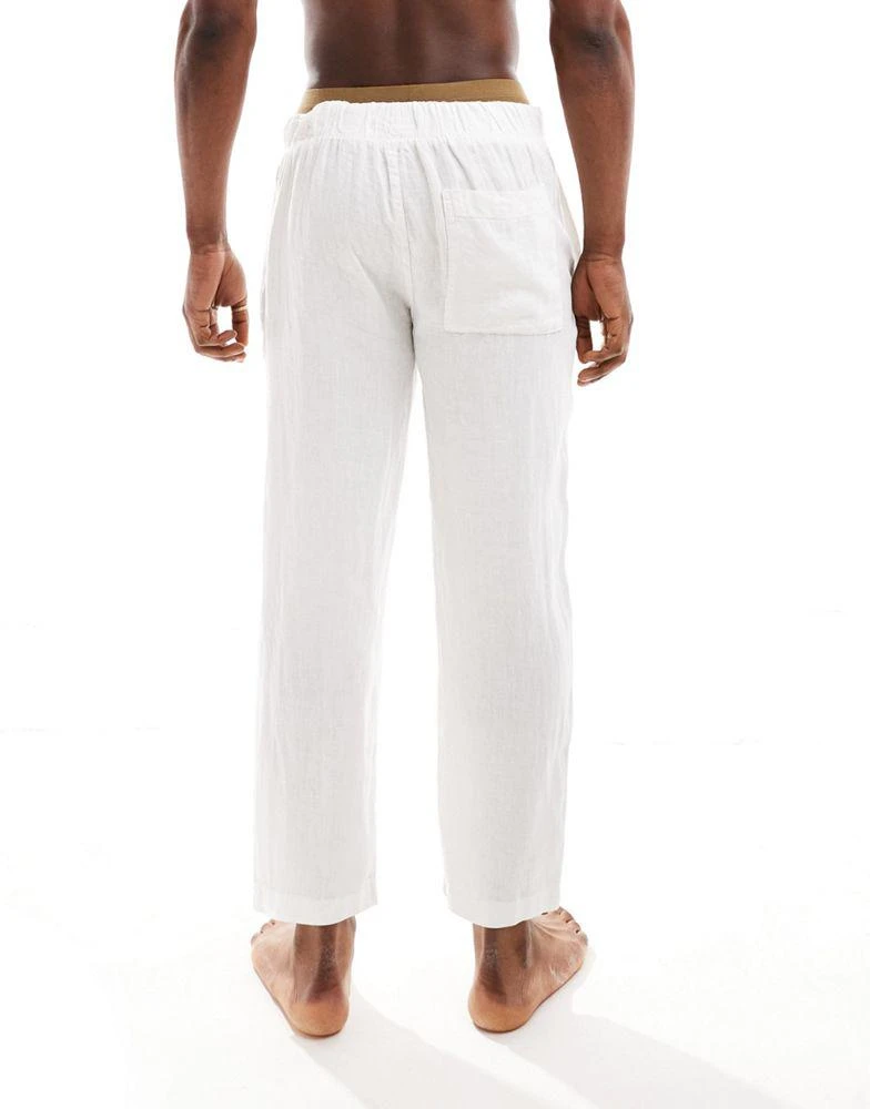 Pull&Bear Pull&Bear 100% linen trouser in white 5