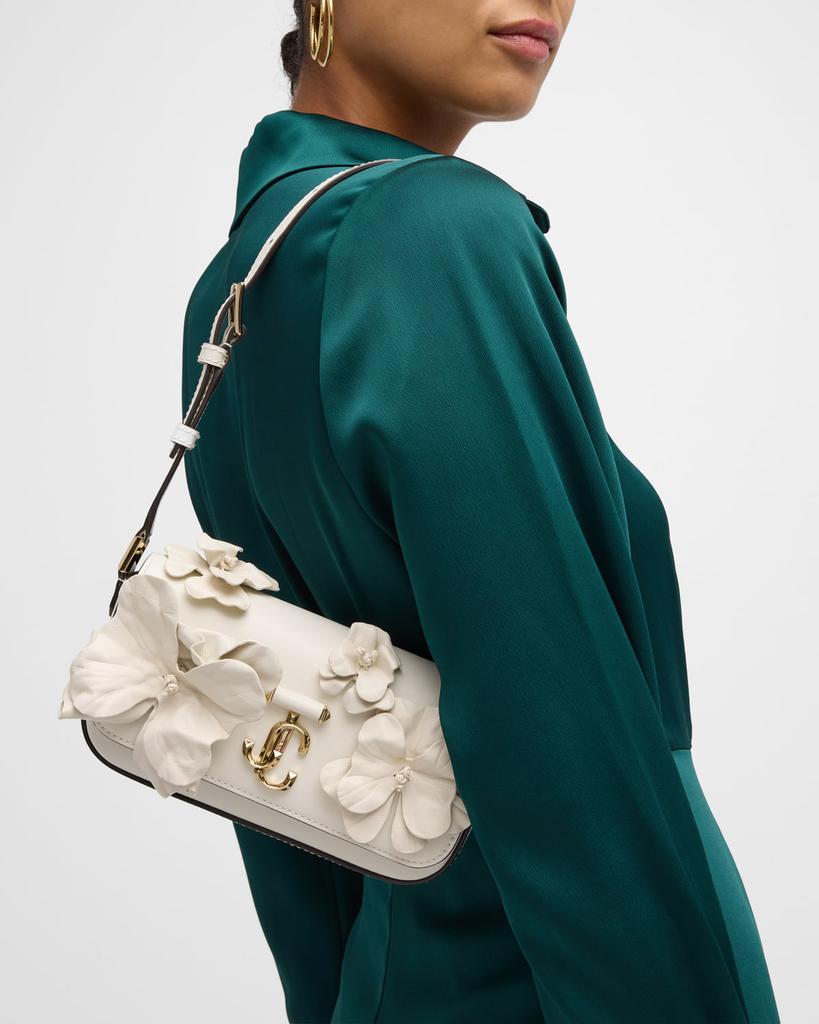 Jimmy Choo Avenue Mini Flower Leather Shoulder Bag