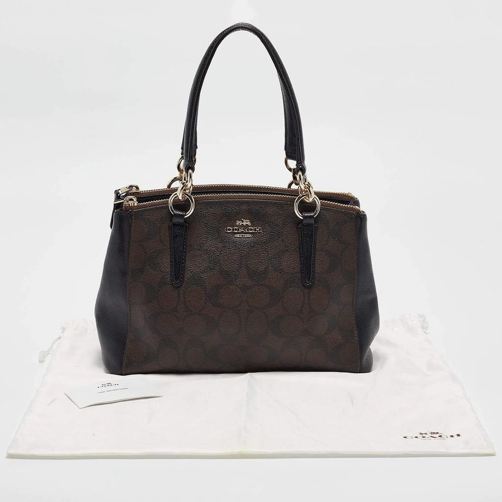 Coach Coach Black/Brown Signature Coated Canvas and Leather Mini Christie Carryall Satchel 10