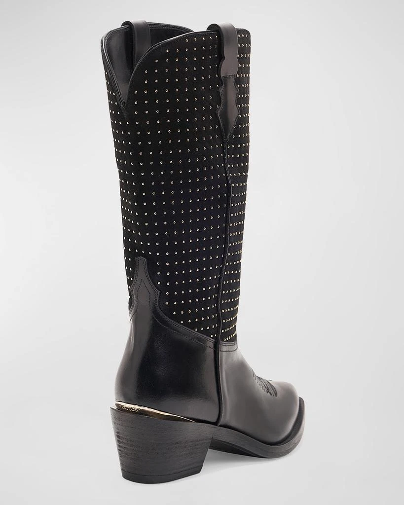 Partlow Woodley Studded Mixed Leather Western Boots 4