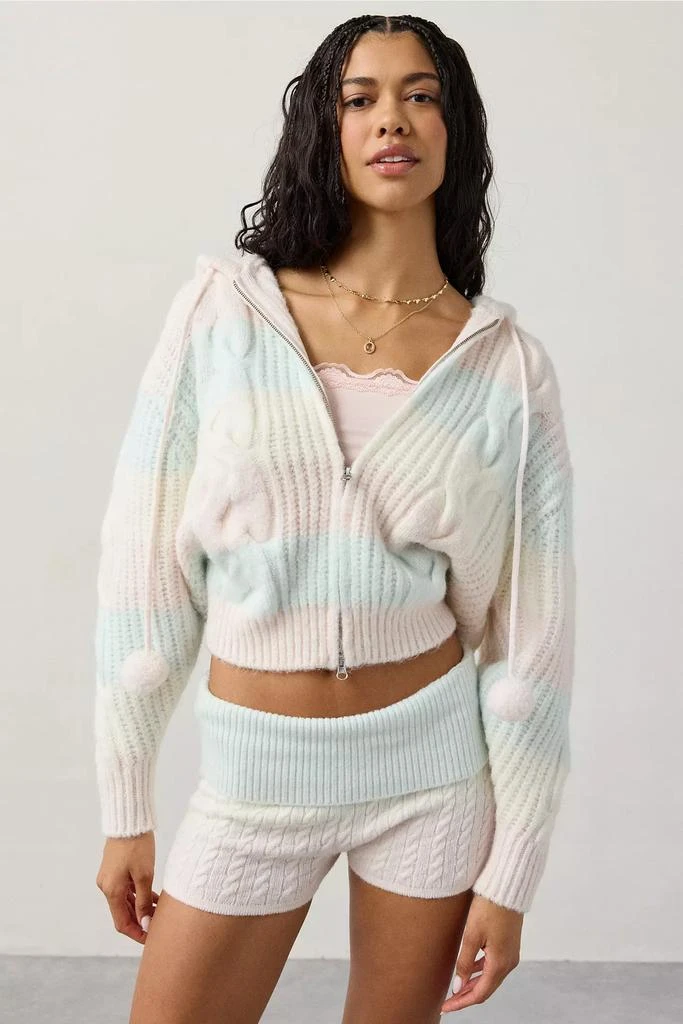 Out From Under Out From Under Cabin Cozy Cable Knit Full-Zip Hoodie Sweater 1