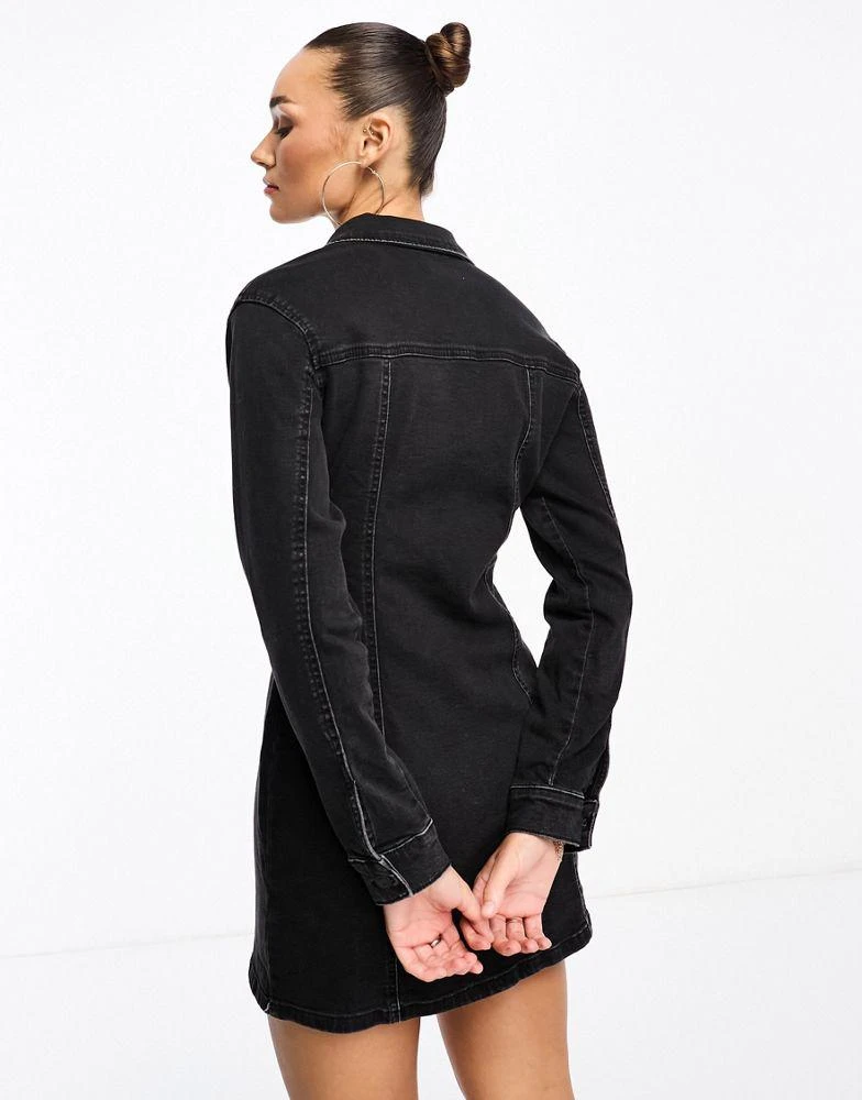 ASOS DESIGN ASOS DESIGN denim fitted shirt dress in black 4