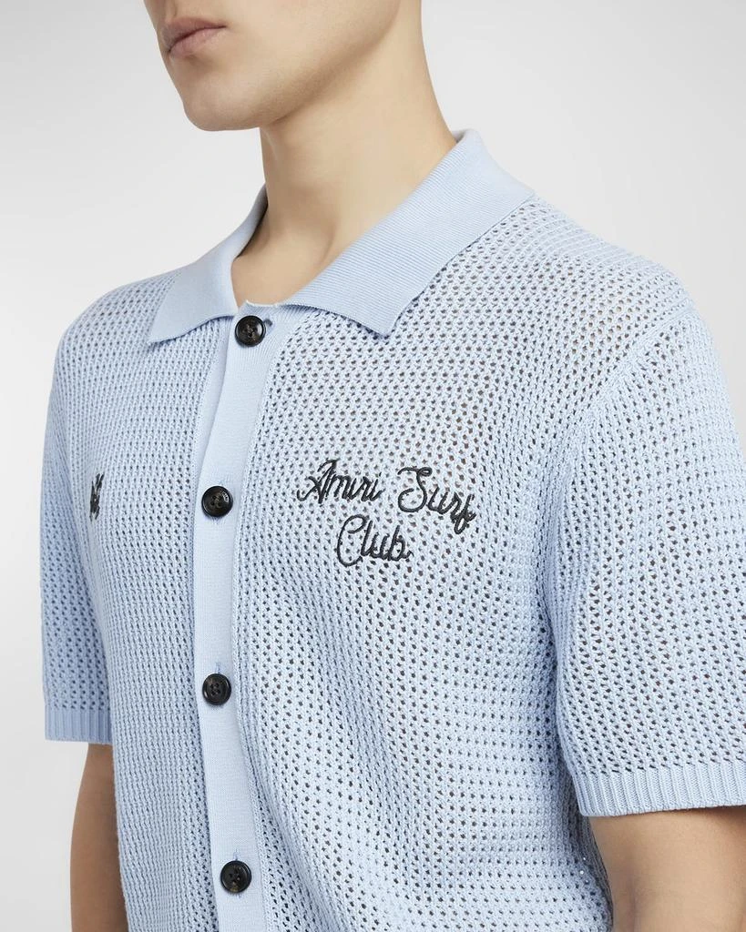 AMIRI Men's Surf Club Crochet Polo Shirt 5