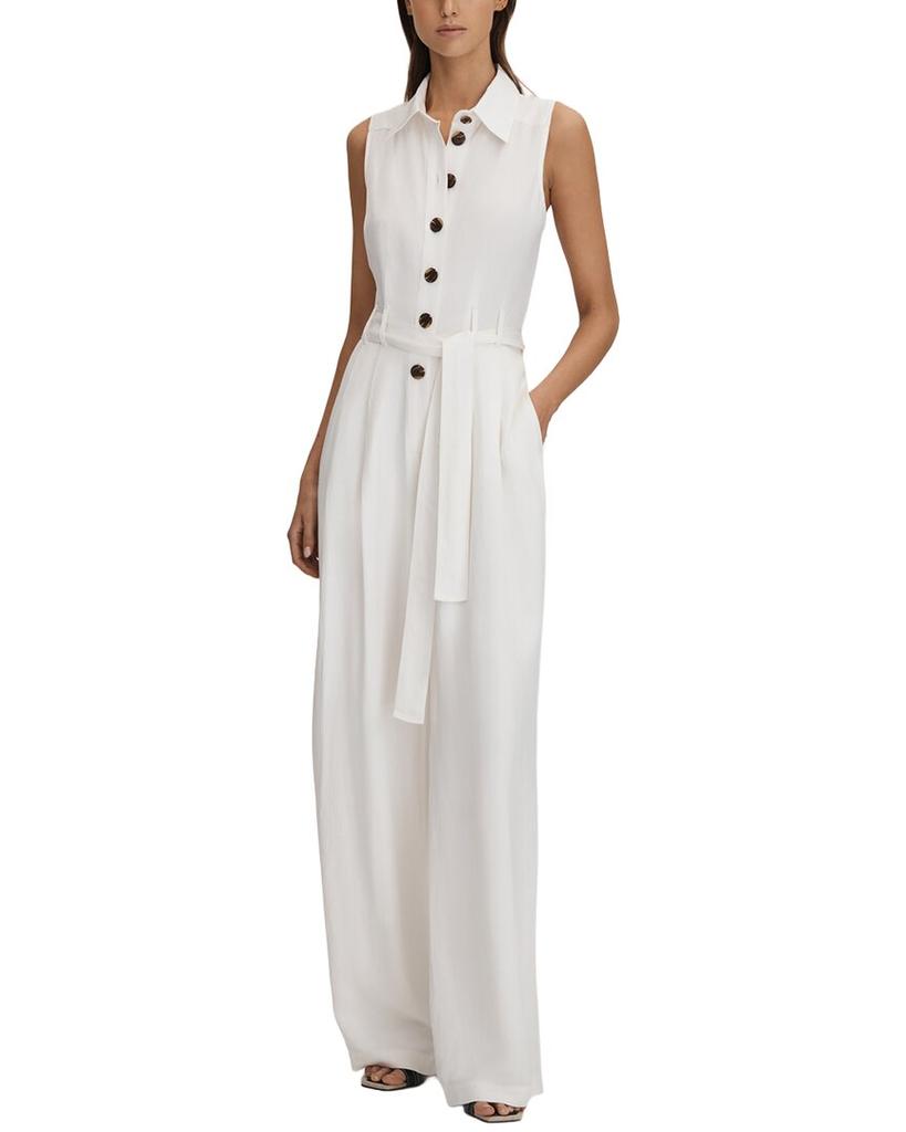 REISS Perla Linen-Blend Jumpsuit