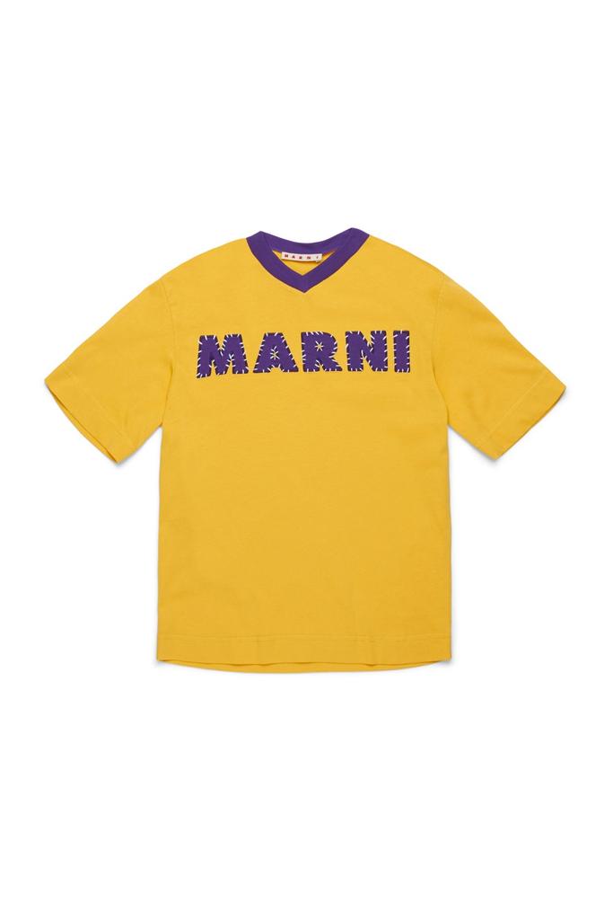 Marni Marni Kids Logo Patch V-Neck T-Shirt