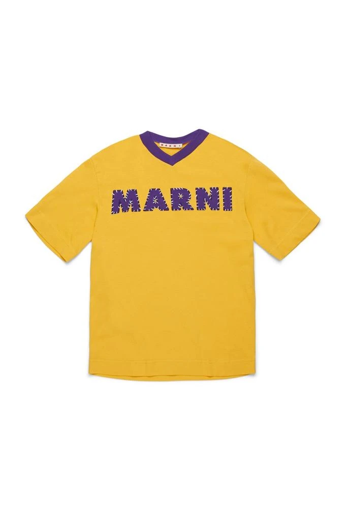 Marni Kids Marni Kids Logo Patch V-Neck T-Shirt 1