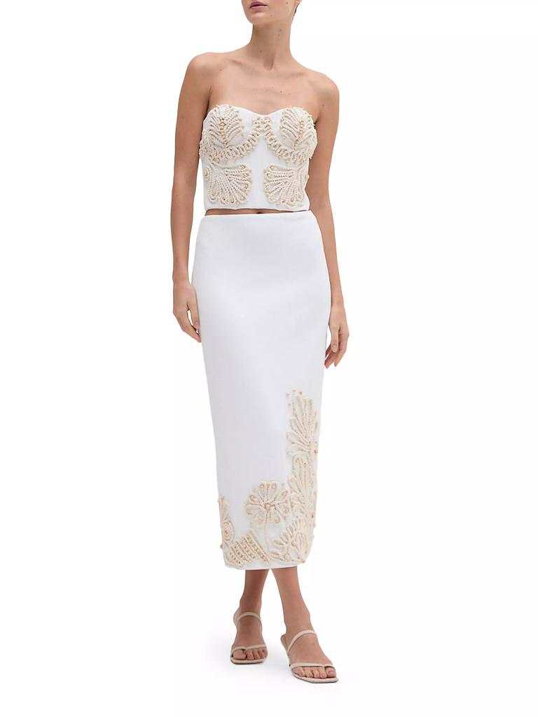 PatBO Dune Beaded Rope-Trimmed Corset Top