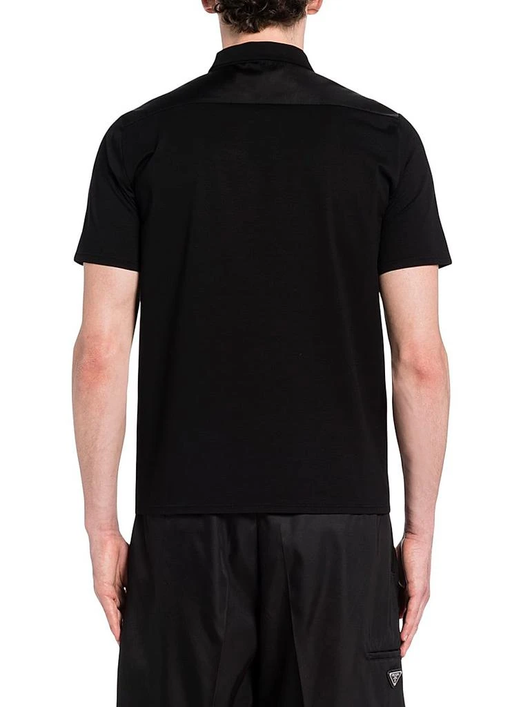 Prada Stretch Cotton Polo Shirt with Nylon Details 4