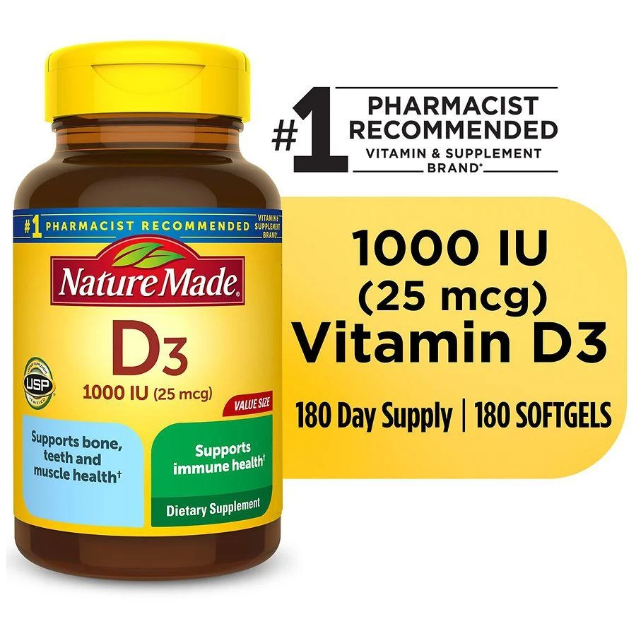 Nature Made Vitamin D3 1000 IU (25 mcg) Softgels 8