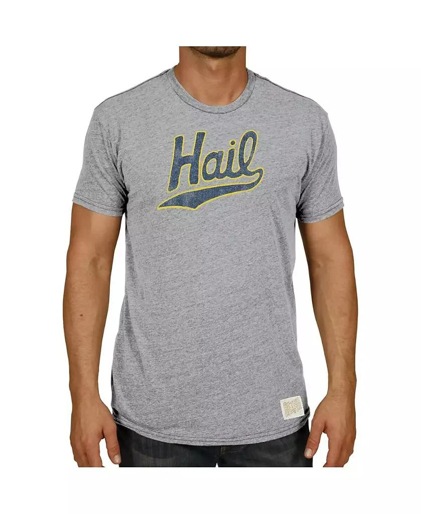 Retro Brand Men's Original Heathered Gray Distressed Michigan Wolverines Vintage-Like Hail Tri-Blend T-shirt 3