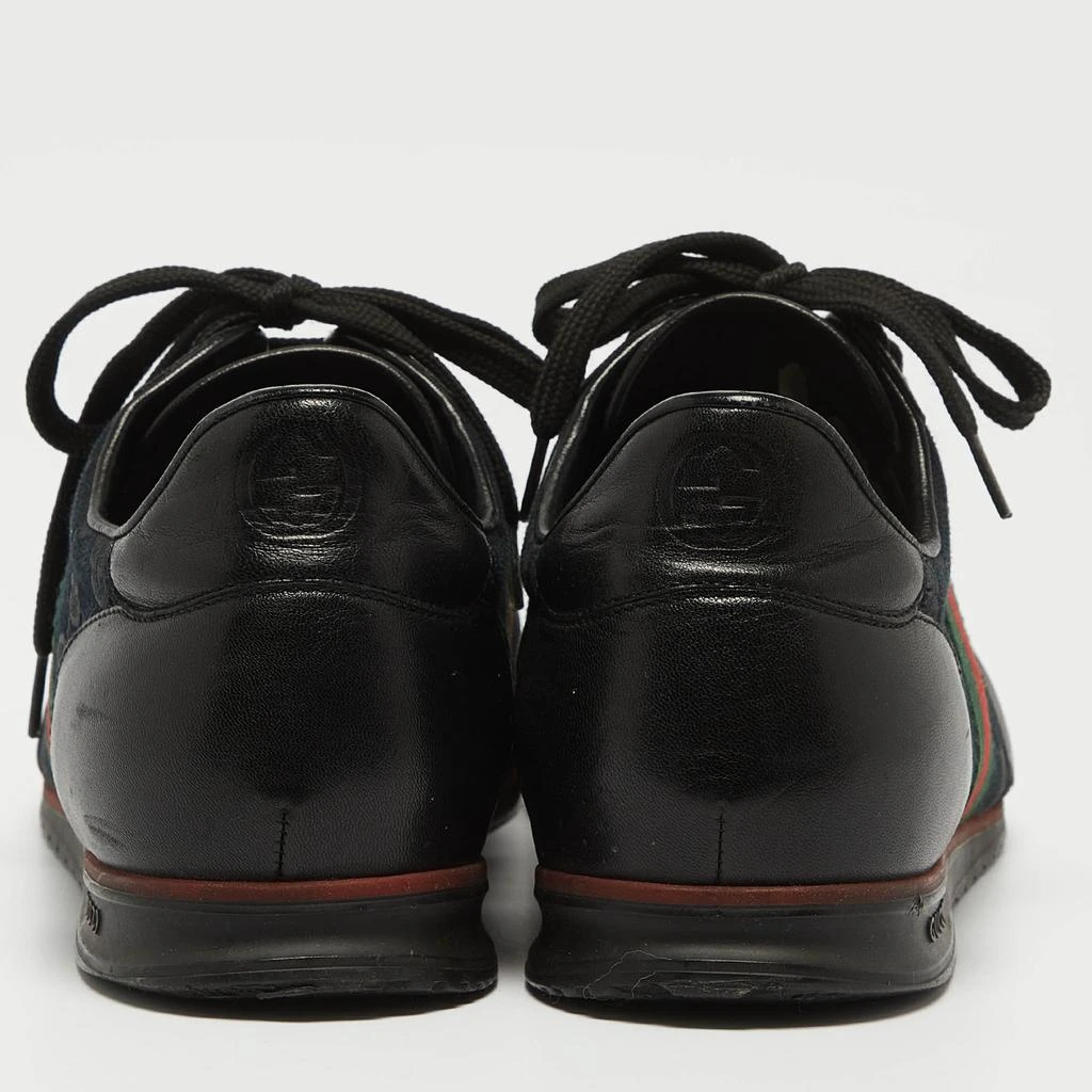 Gucci Gucci Black Leather and GG Canvas Web Low Top Sneakers Size 44.5 5