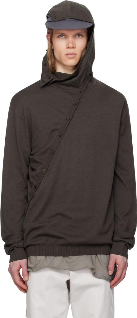 Post Archive Faction Brown 8.0 Knit Center Hoodie