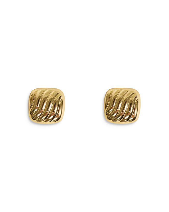 Argento Vivo 18K Gold Plated Sterling Silver Wavy Square Stud Earrings