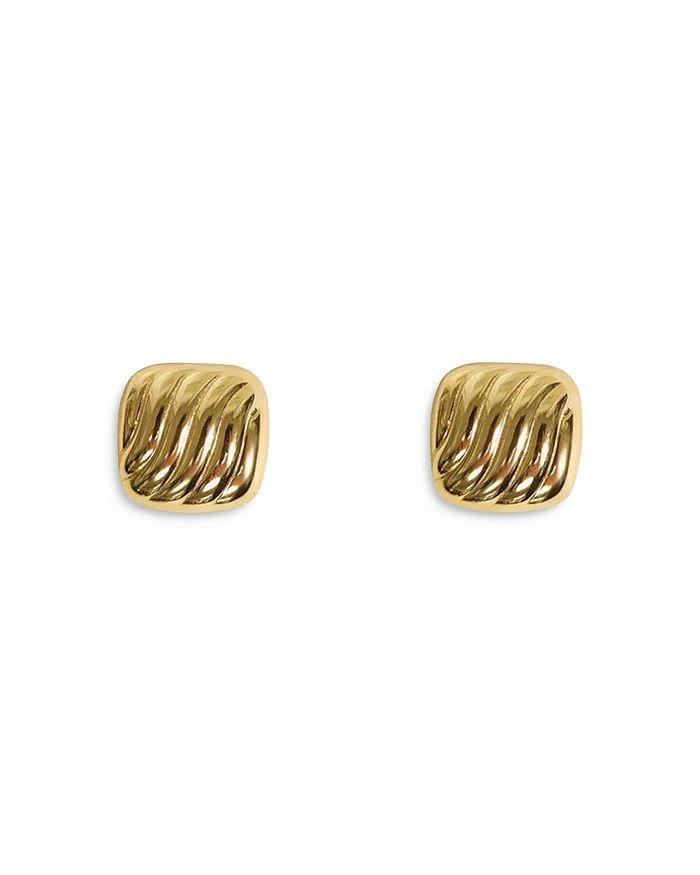 Argento Vivo 18K Gold Plated Sterling Silver Wavy Square Stud Earrings 1
