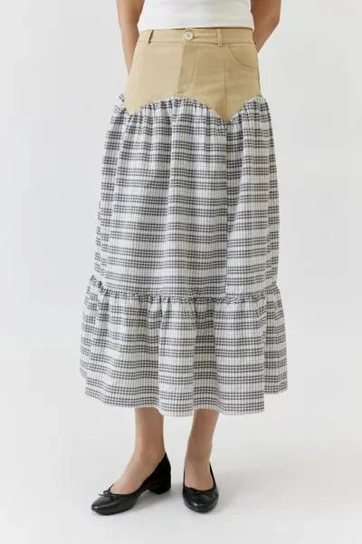 Daisy Street Daisy Street Spliced Checkered Frill Maxi Skirt 4
