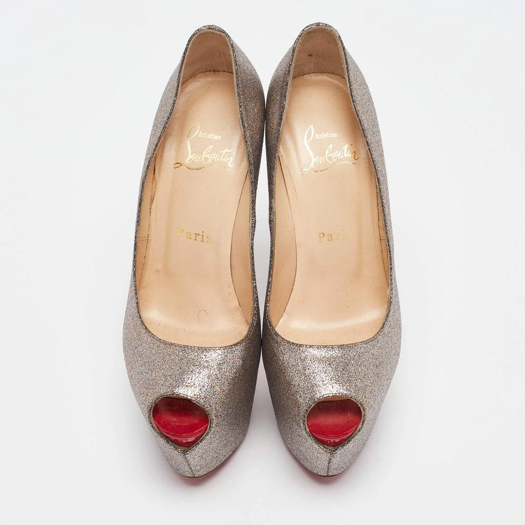 Christian Louboutin Christian Louboutin Gold Glitter Highness Peep Toe Platform Pumps Size 36.5 3