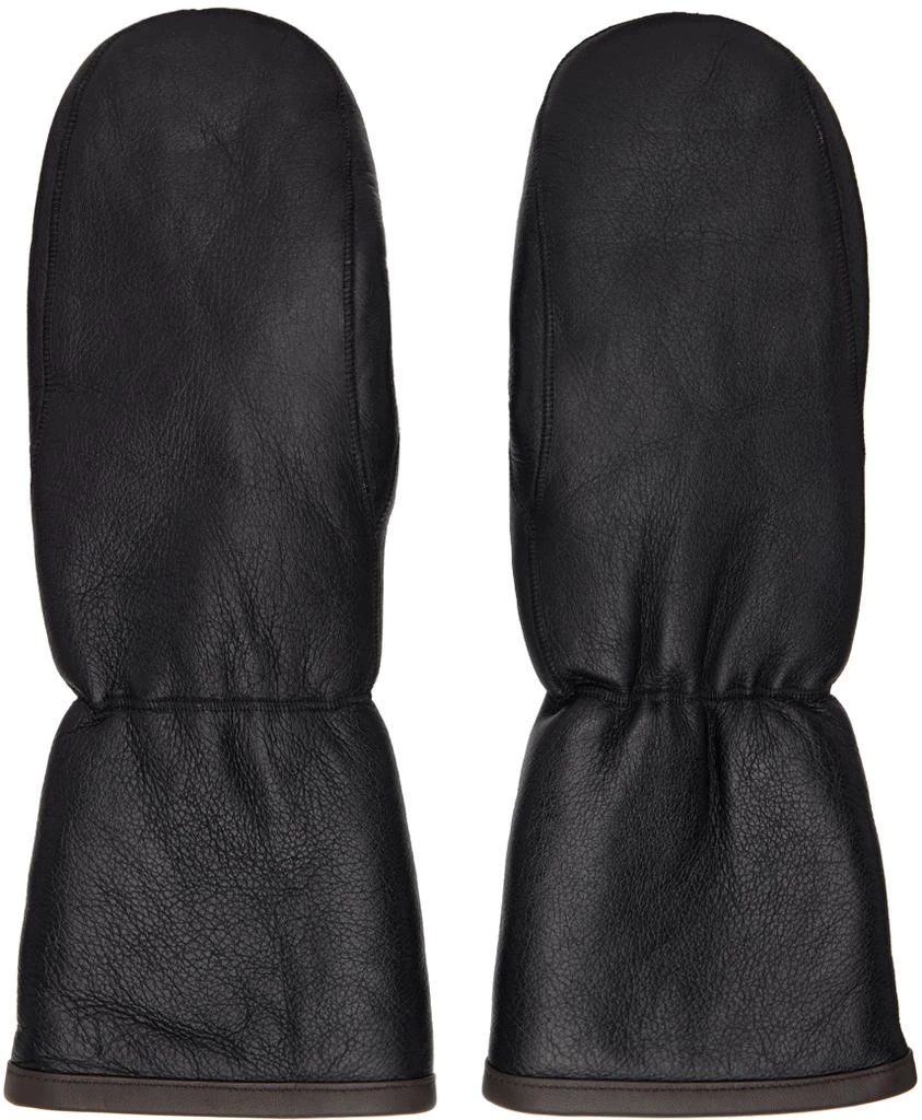 Yves Salomon Black Curly Merino Mittens 1
